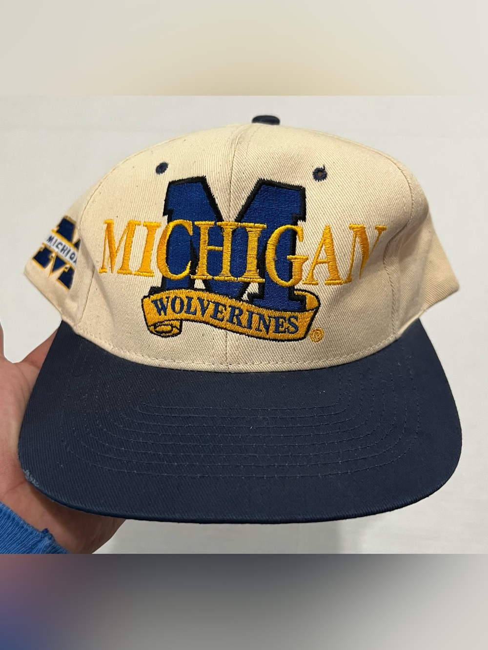 Vintage 90s Michigan University Wolverines SnapBack Hat Cap Headstart Ncaa